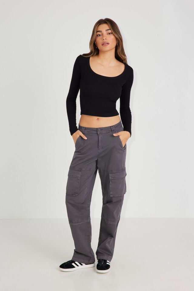 Grey Women Garage Remi Straight Cargo Pants | A-4596872