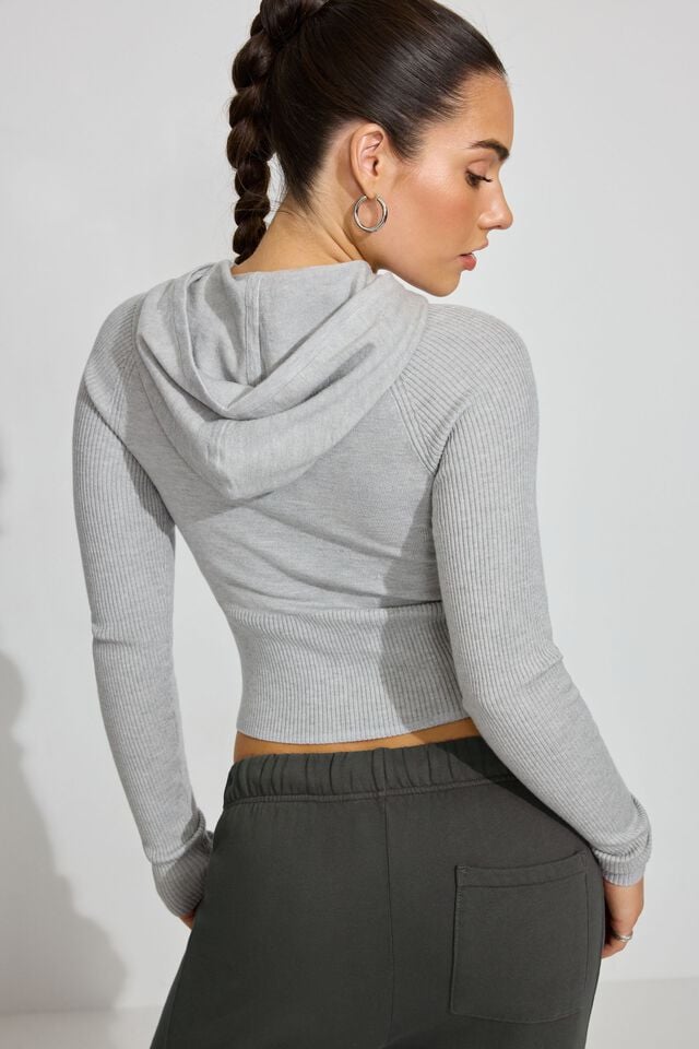 Grey Women Garage Soft Bodycon Hoodie | A-3057984