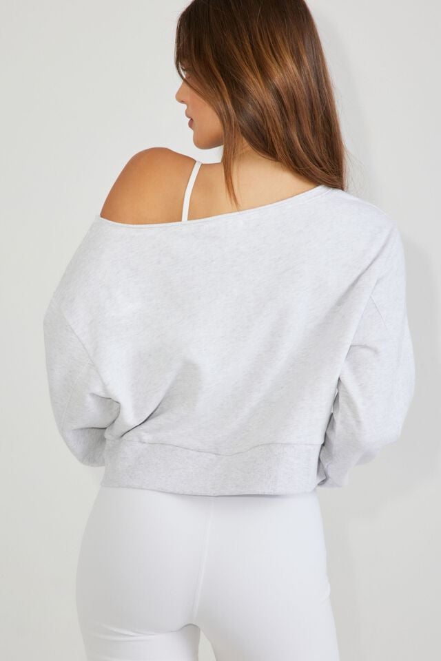 Grey Women Garage Softterry Off Shoulder Sweatshirts | A-7690243