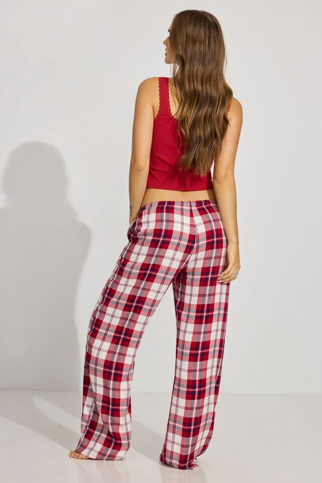 Red Women Garage Flannel Pants | A-9487065