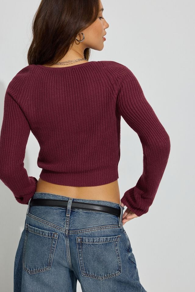 Red Women Garage Supersoft Crop Sweater | A-8671350