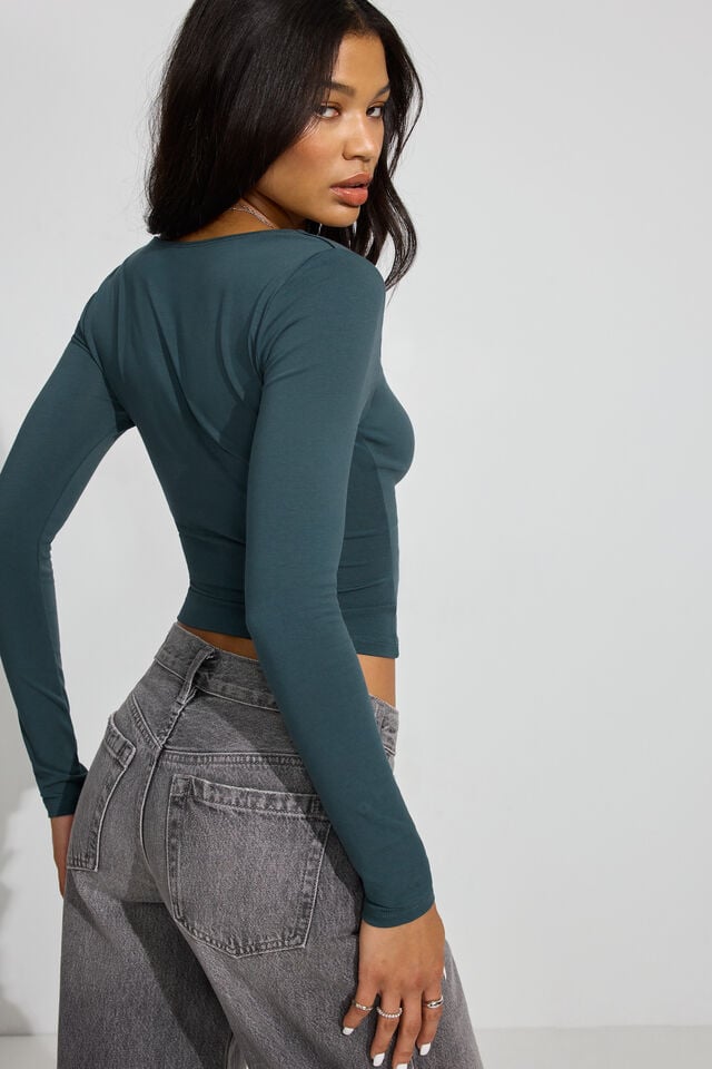 Turquoise Women Garage Addison Square Neck Long Sleeve | A-2307156