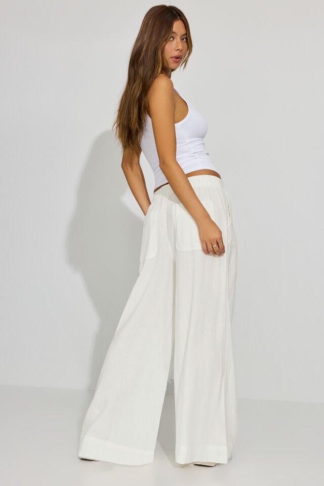 White Women Garage Baggy Linen Pants | A-3209186