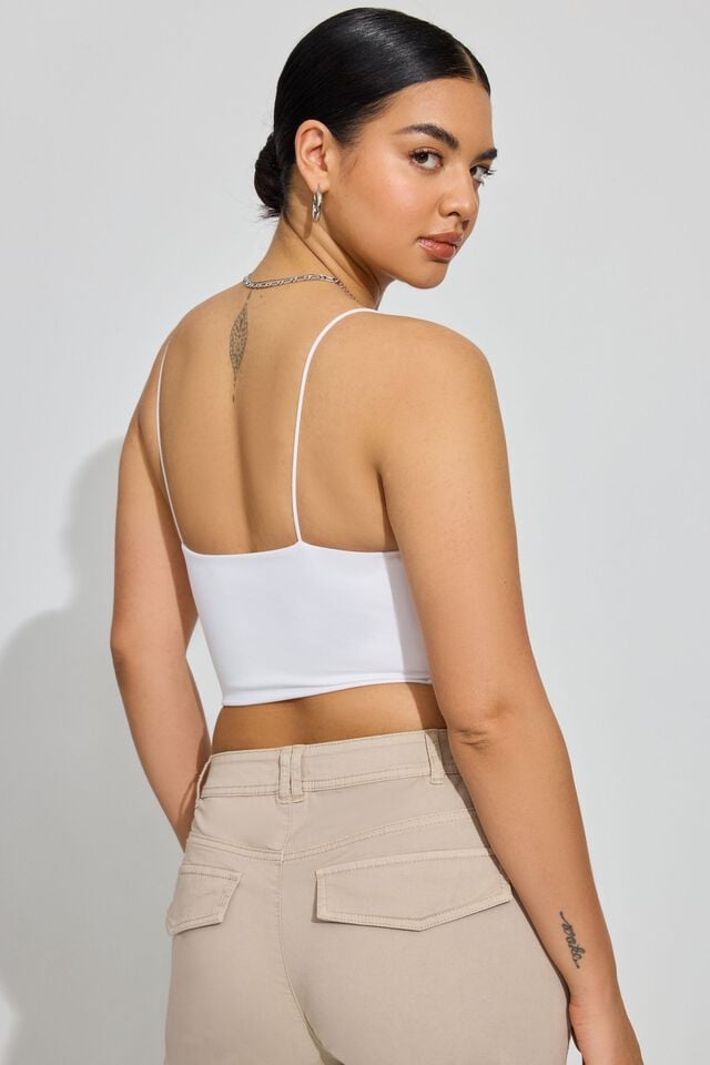 White Women Garage Eva Cropped Cami Tank Top | A-2934106