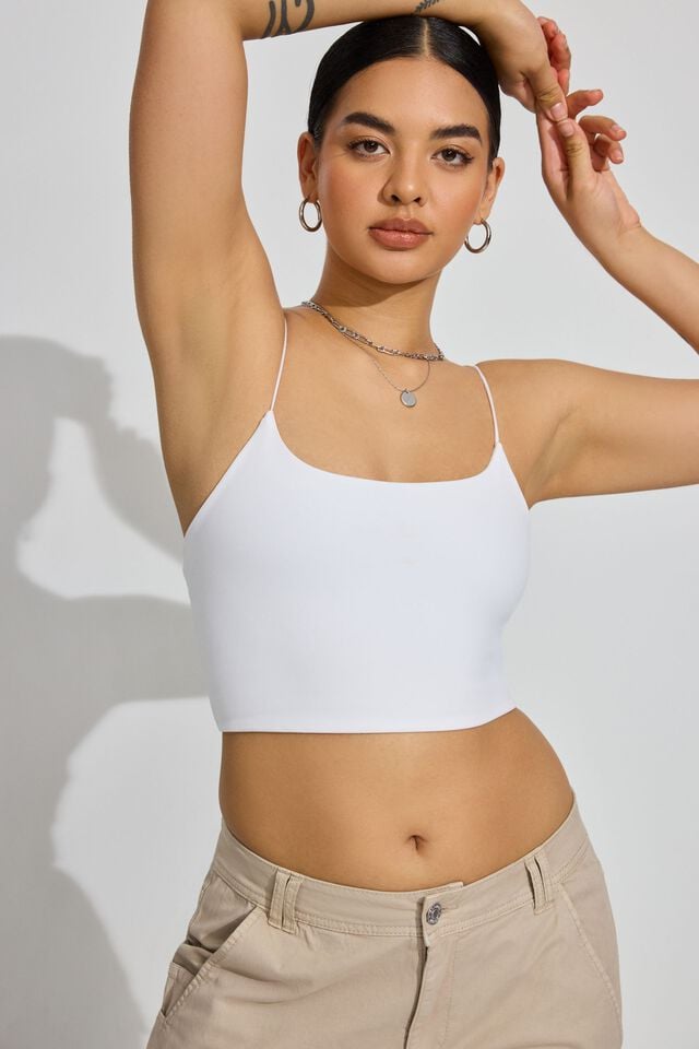 White Women Garage Eva Cropped Cami Tank Top | A-2934106