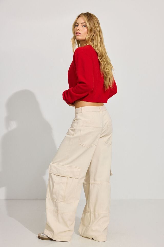 White Women Garage Extreme Baggy Cargo Pants | A-9023765