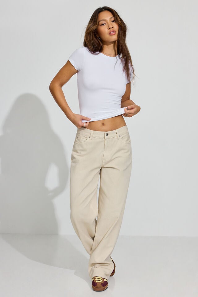 White Women Garage Low Rise Pants | A-4791380