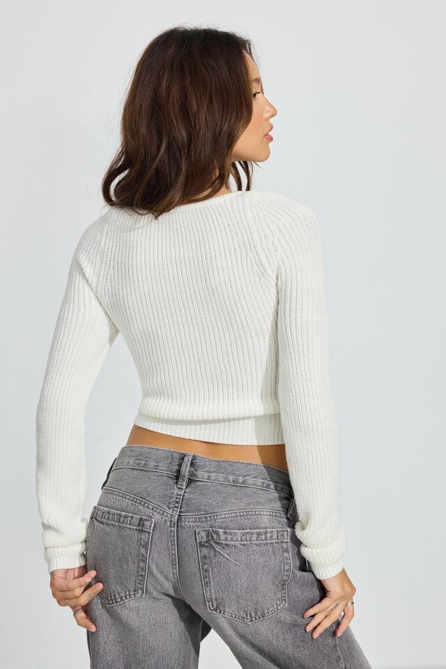 White Women Garage Supersoft Crop Sweater | A-2681953