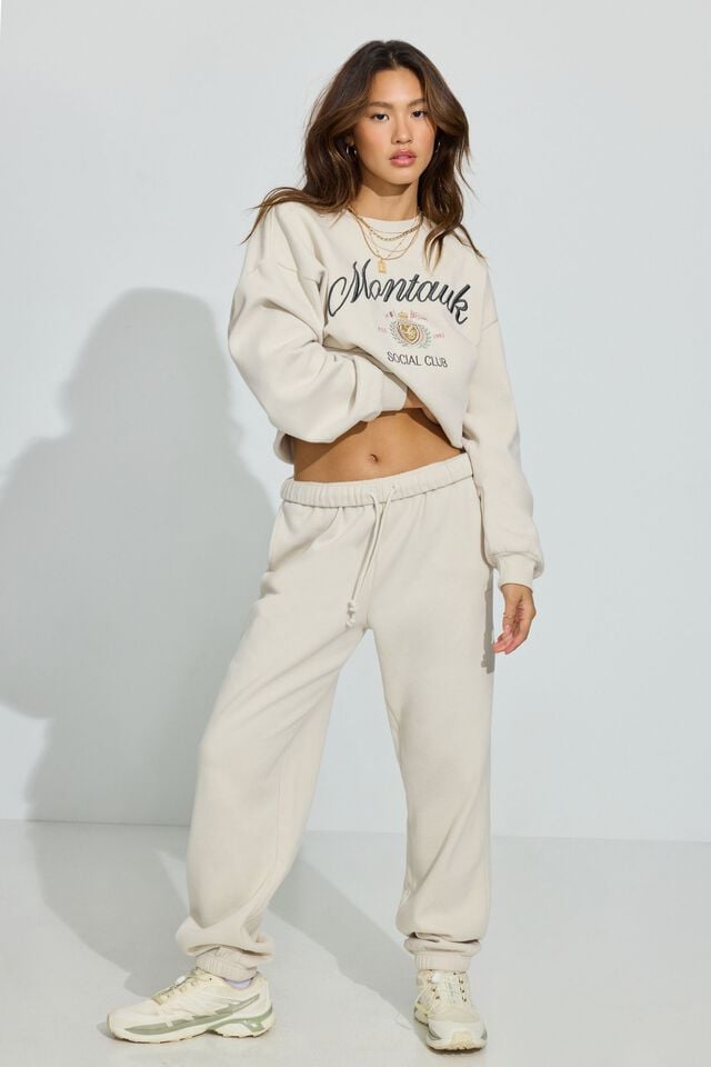 White Women Garage Ultrafleece Boyfriend Sweatpants | A-7834910