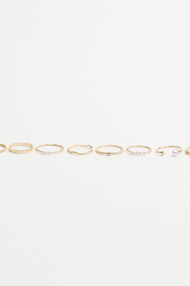 White / Gold Women Garage Set Of 12 Delicate Rings | A-0459167